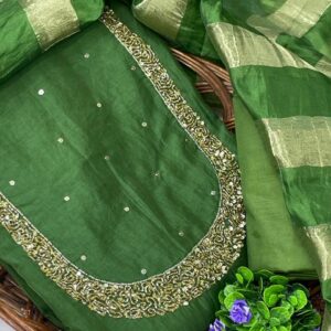 Elegant green silk churidar material